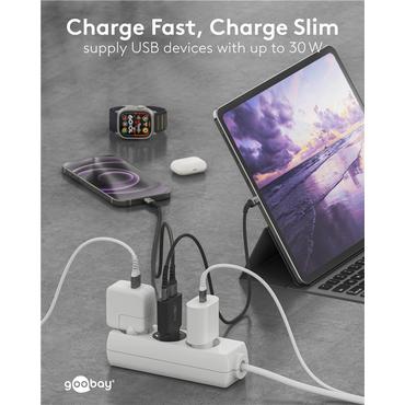 USB-C&trade; PD GaN Dual Fast Charger Slim (30 W)