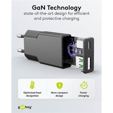 USB-C&trade; PD GaN Dual Fast Charger Slim (30 W)
