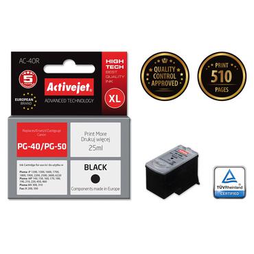 Activejet AC-40R Ink (erstatning for Canon PG-40; Premium; 25 ml; sort)