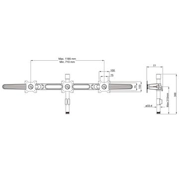 Multibrackets M VESA Desktopmount Triple Arm Expansion Kit - monteringskomponent - för 3 LCD-bildskärmar - svart