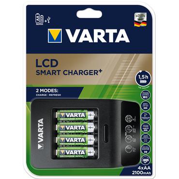 Varta LCD SMART CHARGER+ batteriladdare - + v&auml;xelstr&ouml;msadapter - 4 x AA-typ - NiMH - USB