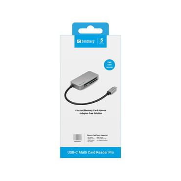 Sandberg USB-C Multi Card Reader Pro - kortl&auml;sare - USB-C