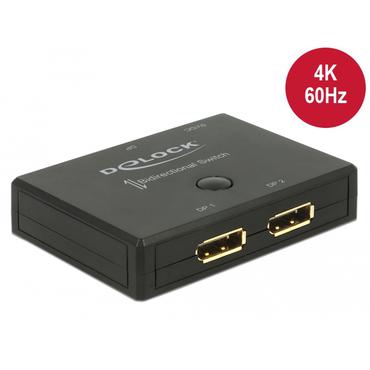 Delock Displayport 2 - 1 Switch bidirectional 4K 60 Hz - videoswitch - 2 porte