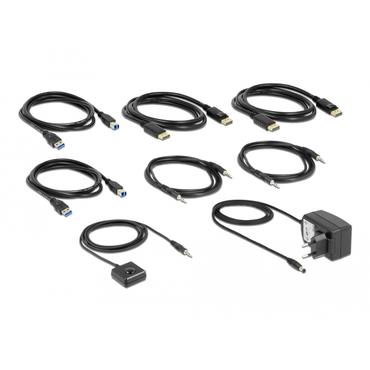 Delock - omkopplare f&ouml;r tangentbord/video/mus/ljud/USB - DisplayPort 1.4 KVM Switch 8K 60 Hz with USB 5 Gbps and Audio