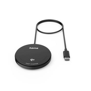 Hama 00201725 Kabelloses Qi2-Ladepad, 15W, Wireless Fast Charger, magnetisch, Schwarz