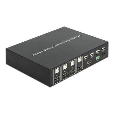 Delock 4 in 1 Multiview - KVM / audio / USB switch - 4 porte