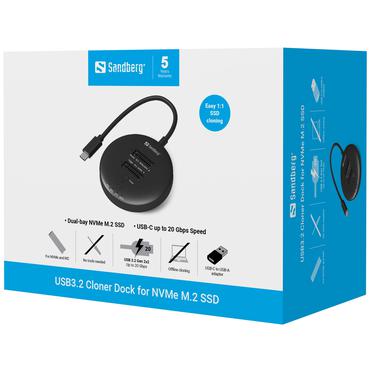 Sandberg 136-72 drev dockingstation USB 3.2 Gen 2 (3.1 Gen 1) Type-C Sort