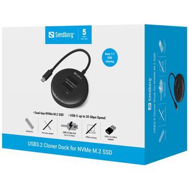 Sandberg 136-72 drev dockingstation USB 3.2 Gen 2 (3.1 Gen 1) Type-C Sort