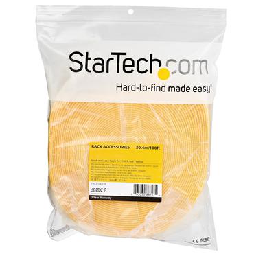 StarTech.com 100ft Hook and Loop Roll, Cut-to-Size Reusable Cable Ties, Bulk Industrial Wire Fastener Tape /Adjustable Fabric Wraps Yellowith Resuable Self Gripping Cable Management Straps - Adjustable Loop Ties (HKLP100YW) - kardborref&auml;ste