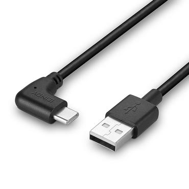 LINDY USB 2.0 Typ A an C Kabel, 90&Acirc;&deg; gewinkelt 1m