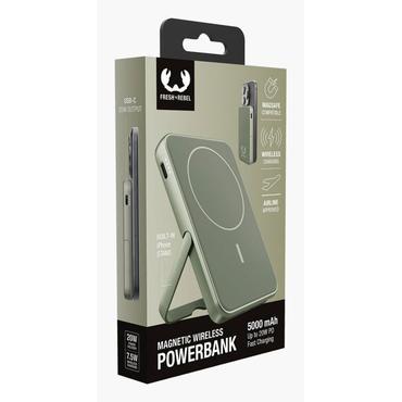 Fresh 'n Rebel 2pbm5000dg powerbank Lithium polymer (LiPo) 5000 mAh Trådløs opladning Grøn