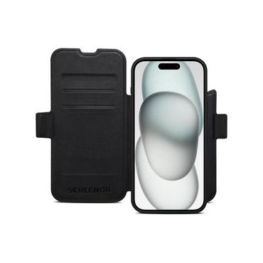 SCREENOR Mobilcover - Tegnebogsetui - Sort - Læder, Termoplastisk polyurethan (TPU)