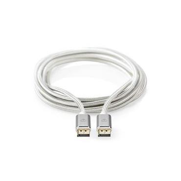 DisplayPort-Kabel / DisplayPort Male / DisplayPort Male / 8K-60Hz / Verguld / 2.00 m / Rond / Gevlochten / Zilver / Cover Window Box