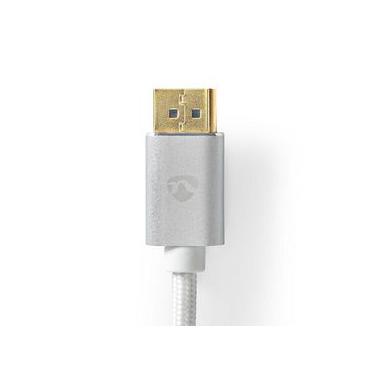 DisplayPort-Kabel / DisplayPort Male / DisplayPort Male / 8K-60Hz / Verguld / 2.00 m / Rond / Gevlochten / Zilver / Cover Window Box