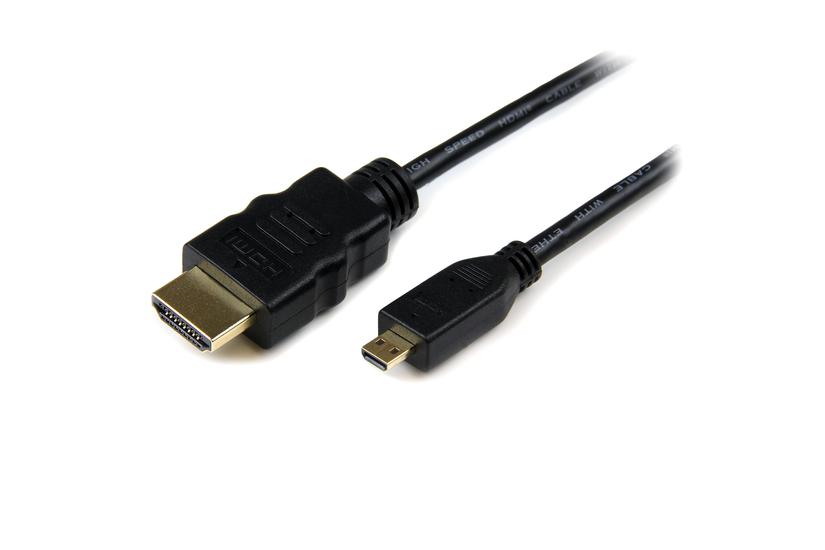 StarTech.com 3m High Speed HDMI&reg; Cable with Ethernet - HDMI to HDMI Micro - M/M - 3 Meter HDMI (A) to HDMI Micro (D) Cable (HDADMM3M) - HDMI-kabel med Ethernet - 3 m