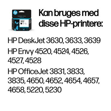 HP Original 302-blækpatron, sort