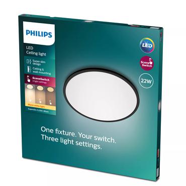 Philips Superslim Oprawa sufitowa 22W LED 2700K czarny IP20