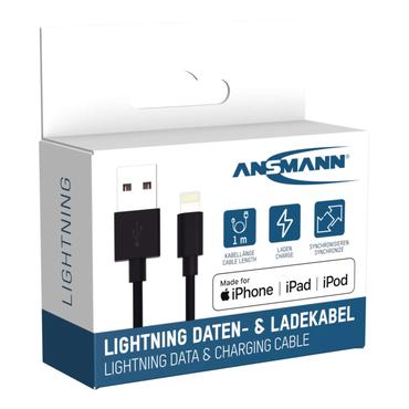 Ansmann 1700-0131 Lightning kabel 1 m Sort