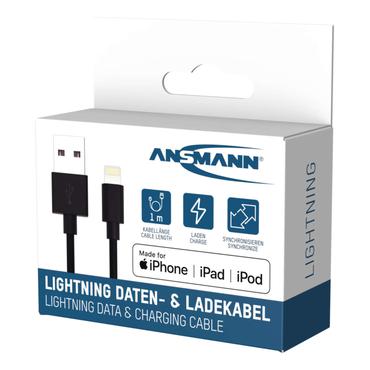 Ansmann 1700-0131 Lightning kabel 1 m Sort
