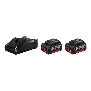 Bosch Starter Set 2 x GBA 18V 4.0Ah + GAL 18V-40 Professional strømforsyningsadapter