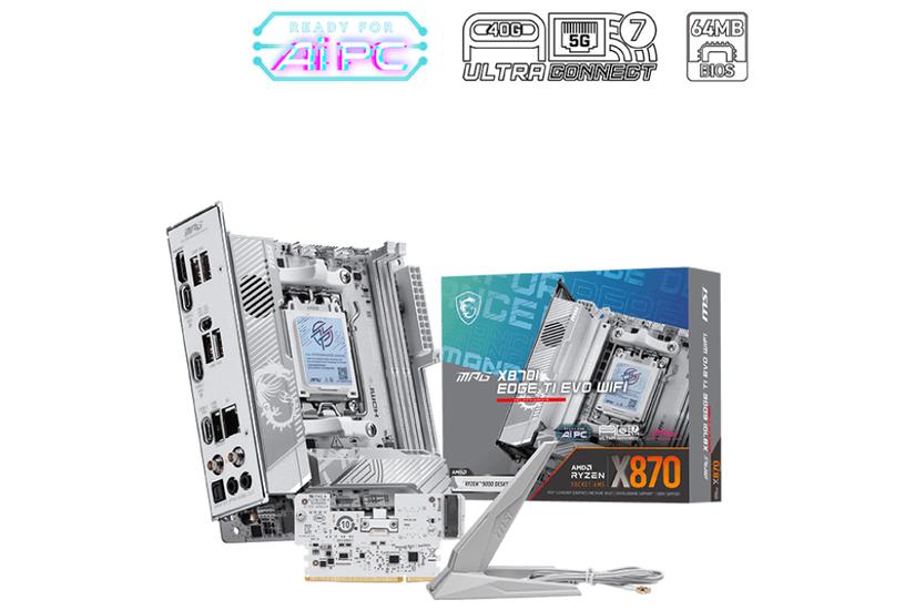 MSI Bundkort - AMD X870 - Sokkel AM5 - mini ITX - DDR5-SDRAM - 5 Gigabit Ethernet - 128 GB