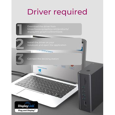 ICY BOX IB-DK2262AC Ledningsført USB 3.2 Gen 1 (3.1 Gen 1) Type-C Anthracit