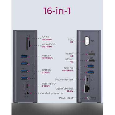 ICY BOX IB-DK2262AC Ledningsført USB 3.2 Gen 1 (3.1 Gen 1) Type-C Anthracit