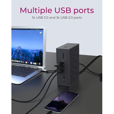 ICY BOX IB-DK2262AC Ledningsført USB 3.2 Gen 1 (3.1 Gen 1) Type-C Anthracit