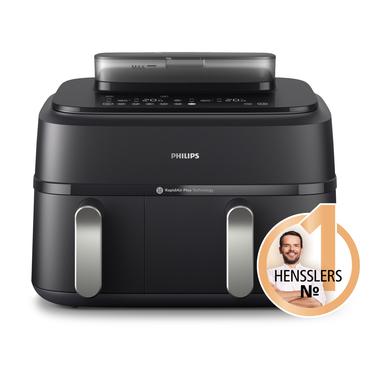Philips 5000 series NA551/00 frituregryde Dobbelt 9 L Enkeltst&aring;ende 2750 W Varmluftsteger Sort, S&oslash;lv