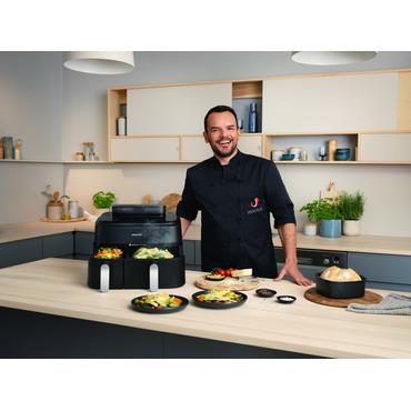 Philips 5000 series NA551/00 frituregryde Dobbelt 9 L Enkeltst&aring;ende 2750 W Varmluftsteger Sort, S&oslash;lv