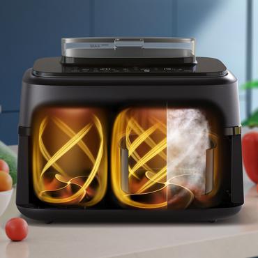 Philips 5000 series NA551/00 frituregryde Dobbelt 9 L Enkeltst&aring;ende 2750 W Varmluftsteger Sort, S&oslash;lv