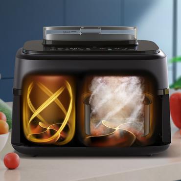 Philips 5000 series NA551/00 frituregryde Dobbelt 9 L Enkeltst&aring;ende 2750 W Varmluftsteger Sort, S&oslash;lv