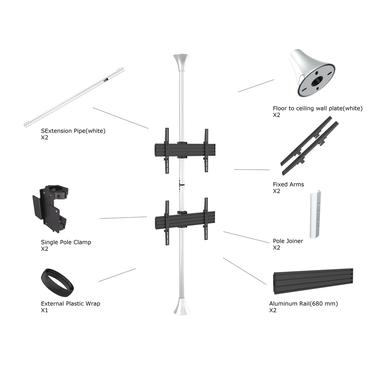 Multibrackets M Floor to Ceiling Mount Pro MBFC2U monteringssats - för 2 LCD-bildskärmar - krom
