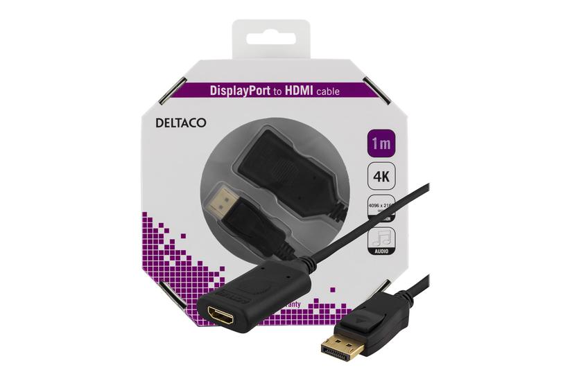 DELTACO DP-HDMI36-K - adapterkabel - DisplayPort / HDMI - 1 m