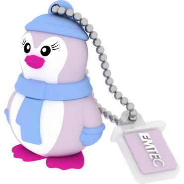 Emtec Miss Penguin USB-nøgle 16 GB USB Type-A 2.0 Blå, Lilla, Hvid