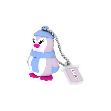 Emtec Miss Penguin USB-nøgle 16 GB USB Type-A 2.0 Blå, Lilla, Hvid