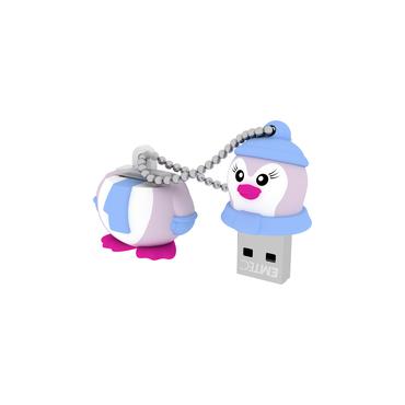 Emtec Miss Penguin USB-nøgle 16 GB USB Type-A 2.0 Blå, Lilla, Hvid