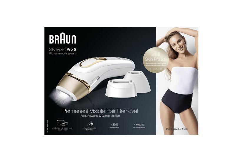 Braun Silk-expert Pro 5 PL5243 Intenst pulserende lys (IPL) Guld, Hvid