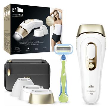 Braun Silk-expert Pro 5 PL5243 Intenst pulserende lys (IPL) Guld, Hvid