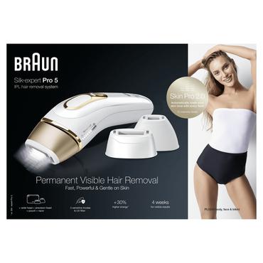 Braun Silk-expert Pro 5 PL5243 Intenst pulserende lys (IPL) Guld, Hvid