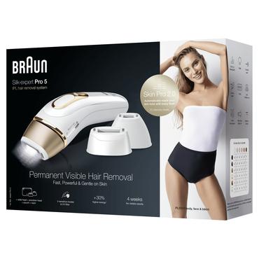 Braun Silk-expert Pro 5 PL5243 Intenst pulserende lys (IPL) Guld, Hvid
