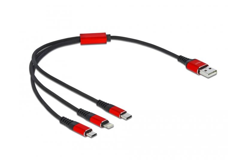 Delock 3 in 1 kun opladningskabel - Lightning / USB 2.0 - 30 cm