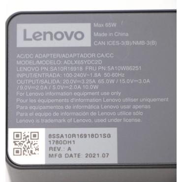 Lenovo ACADAPTER PD65W20/15/9/5V2PWWDEL