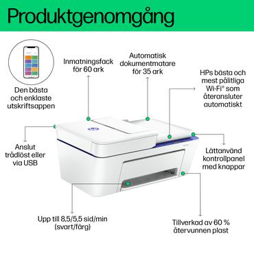 HP DeskJet 4230e Trådløst All-in-One Farve Printer, Instant Ink; Kopimaskine, scanner
