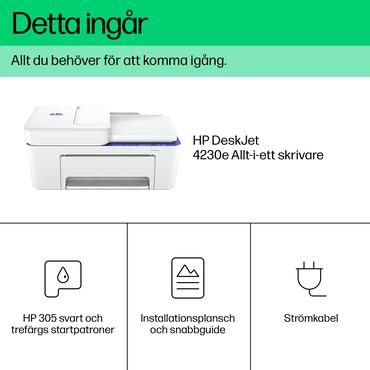 HP DeskJet 4230e Trådløst All-in-One Farve Printer, Instant Ink; Kopimaskine, scanner