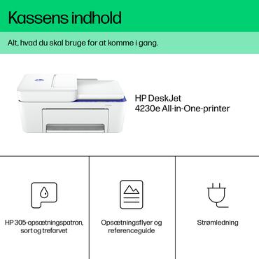 HP DeskJet 4230e Trådløst All-in-One Farve Printer, Instant Ink; Kopimaskine, scanner