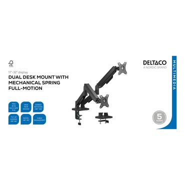 Monitor desk dual mount mechanical spring, 17-32" 9 kg