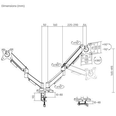 Monitor desk dual mount mechanical spring, 17-32" 9 kg