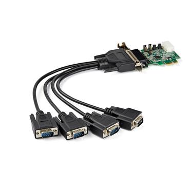 StarTech.com 4-portars PCI Express RS232-seriellt adapterkort - PCIe RS232-seriellt v&auml;rdstyrenhetskort - PCIe till seriell DB9 - 16950 UART - Expansionskort med l&aring;g profil - Windows/Linux - seriell adapter - PCIe - RS-232 x 4