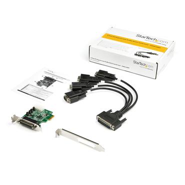 StarTech.com 4-portars PCI Express RS232-seriellt adapterkort - PCIe RS232-seriellt v&auml;rdstyrenhetskort - PCIe till seriell DB9 - 16950 UART - Expansionskort med l&aring;g profil - Windows/Linux - seriell adapter - PCIe - RS-232 x 4